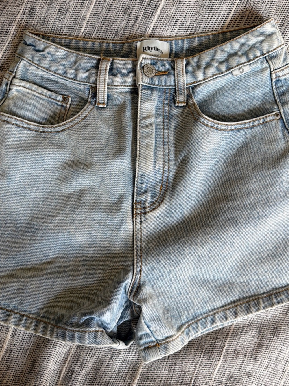 Rhythm Light Wash High-Rise Denim Shorts